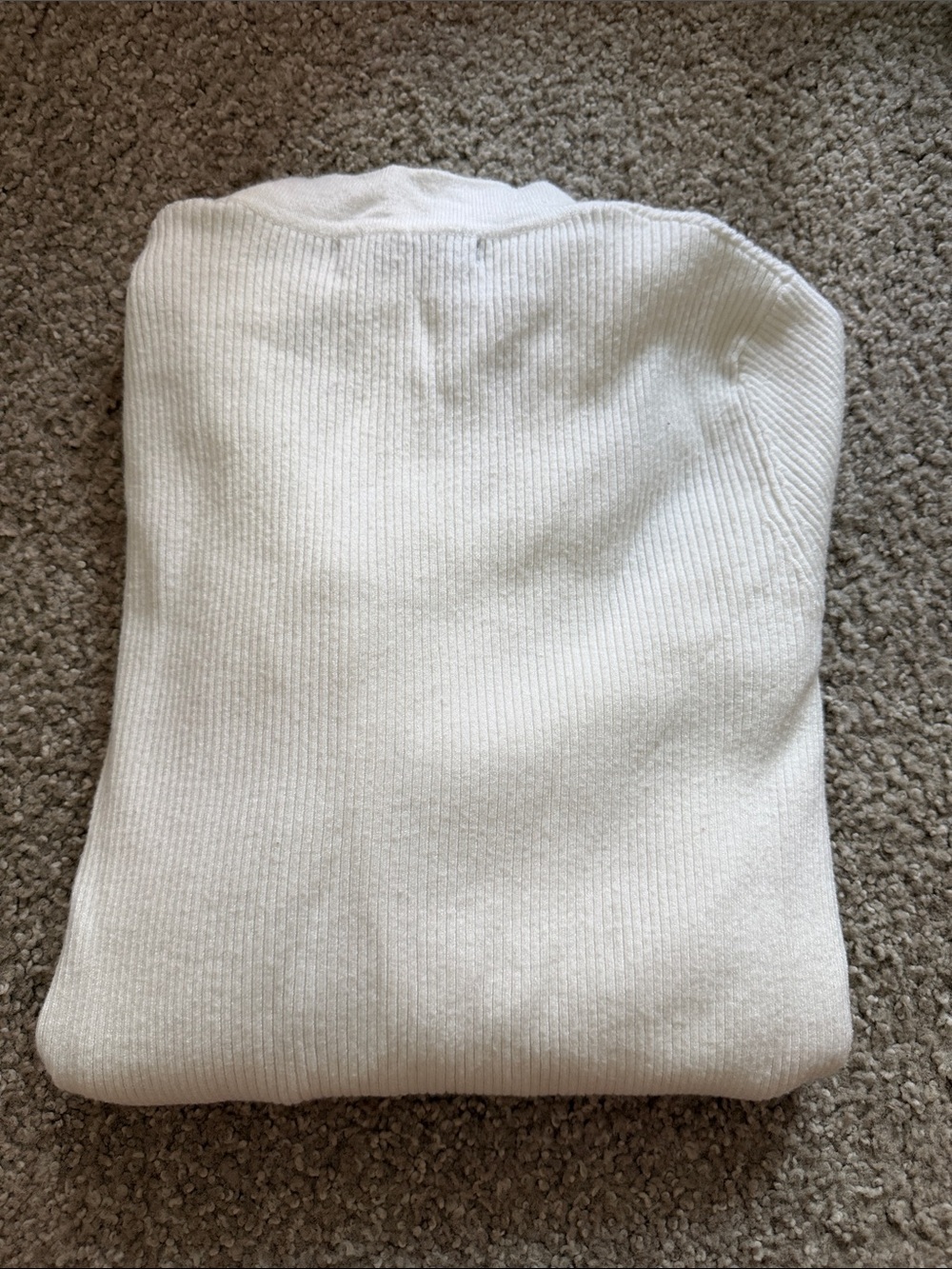 Cream Button-Front Ribbed V-Neck Sweater - Picture 3 of 3
